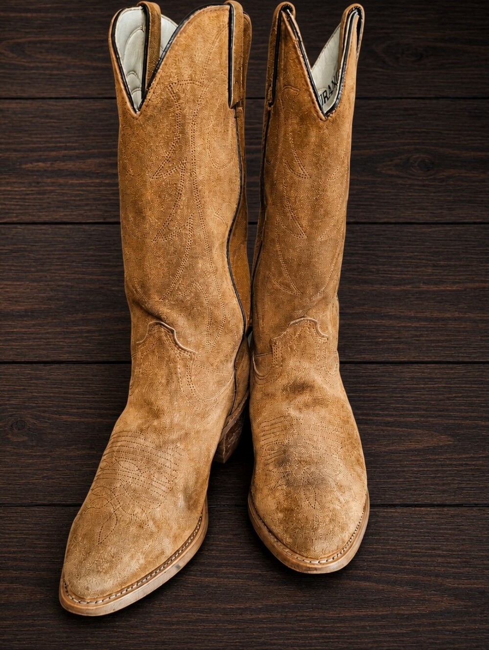 Vintage Durango Suede Western Cowboy Boots Brown Leather Size 7 USA